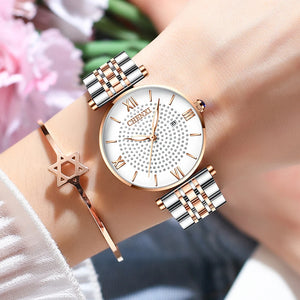 Women's Stainless Steel Round Shaped Waterproof Luxury Watch