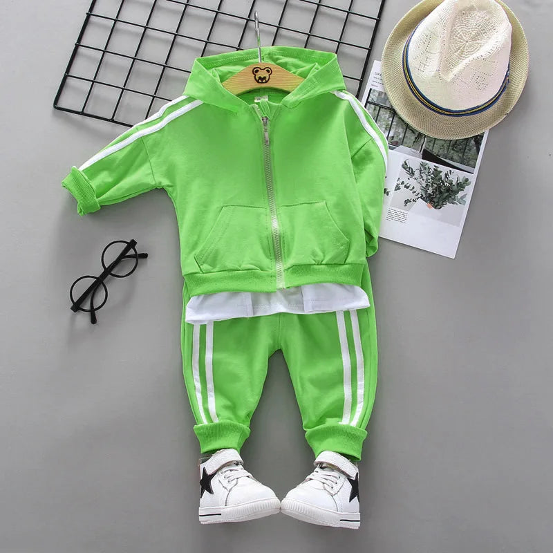 Kid's Boys Cotton Long Sleeves Casual Hooded Two-Piece Suit