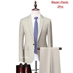 Men's Viscose Notched Long Sleeve Single Breasted Blazers Set