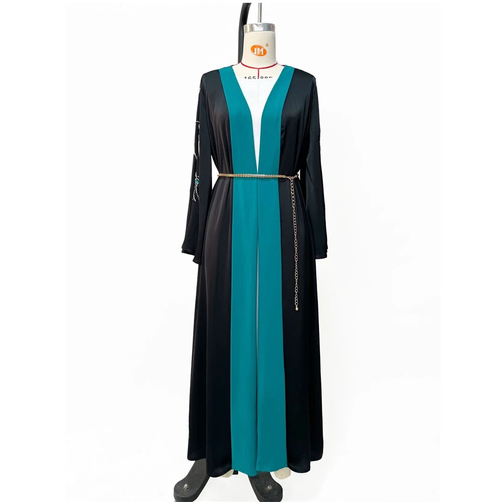 Women's Arabian V-Neck Polyester Full Sleeves Mixed Colors Abaya