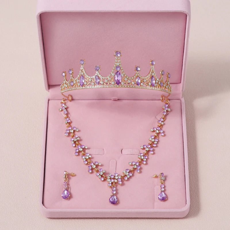 Women's Zinc Alloy Water Drop Bridal Wedding Crown Jewelry Sets