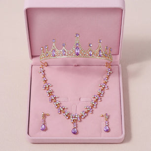 Women's Zinc Alloy Water Drop Bridal Wedding Crown Jewelry Sets