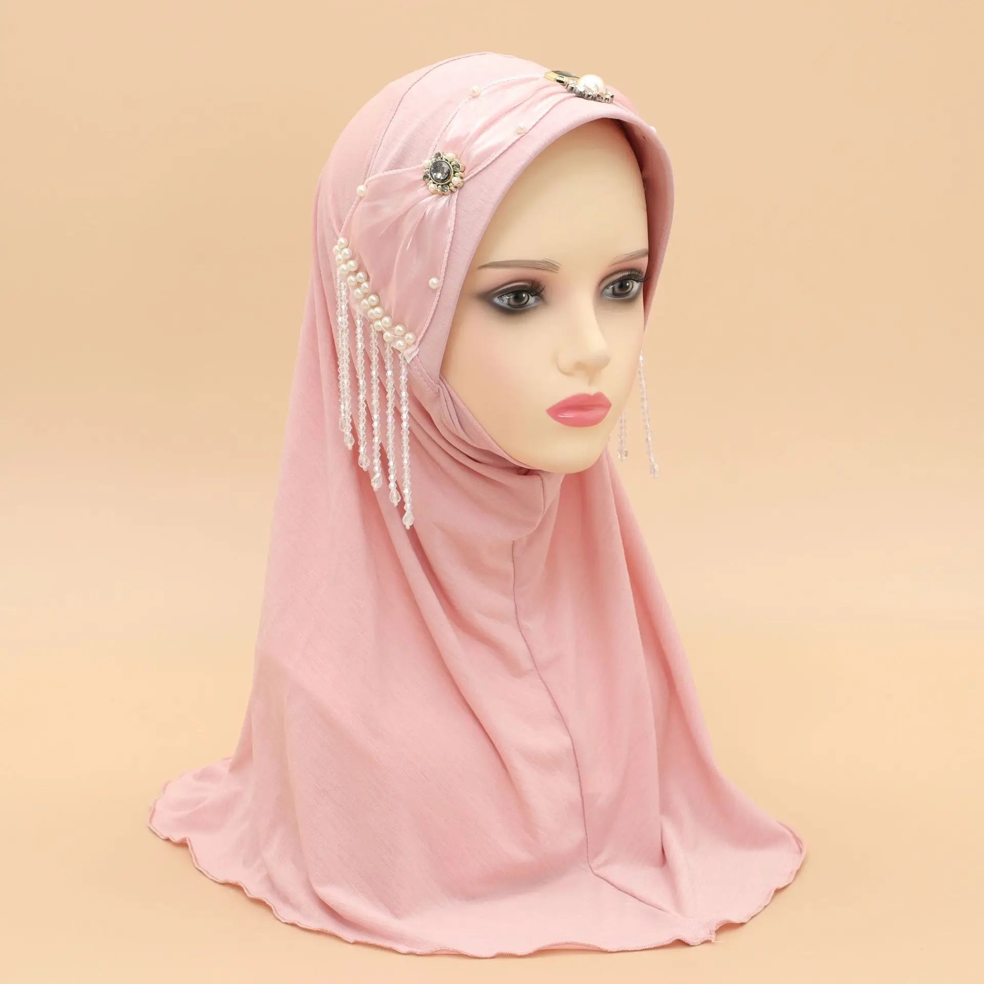 Women's Arabian Polyester Headwear Pearl Pattern Casual Hijabs