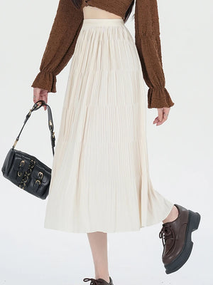Women's Cotton High Waist Solid Pattern Casual Wear Maxi Skirts