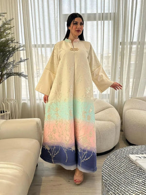 Women's Arabian Polyester Full Sleeves Embroidered Casual Dress