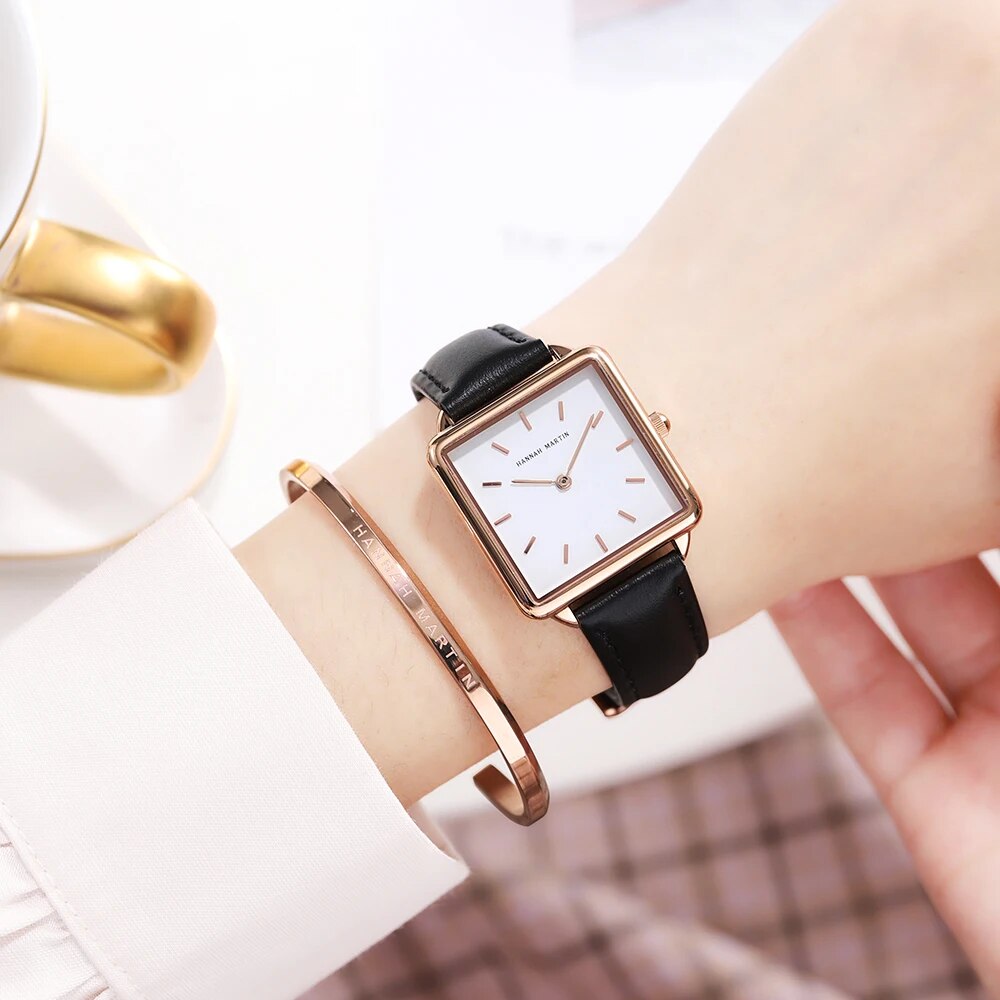 Women's Alloy Case Folding Clasp Square Shaped Waterproof Watch