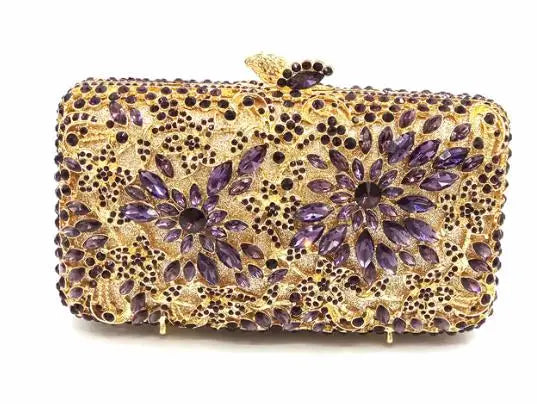 Women's Metallic Hasp Closure Rhinestone Pattern Wedding Clutch