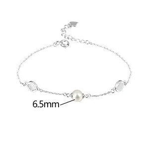 Women's 100% 925 Sterling Silver Freshwater Pearl Classic Bracelet