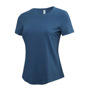 Women's Polyester Short Sleeve Breathable Plain Pattern Yoga Shirt