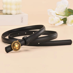 Women's Split Leather Buckle Closure Solid Pattern Round Belts