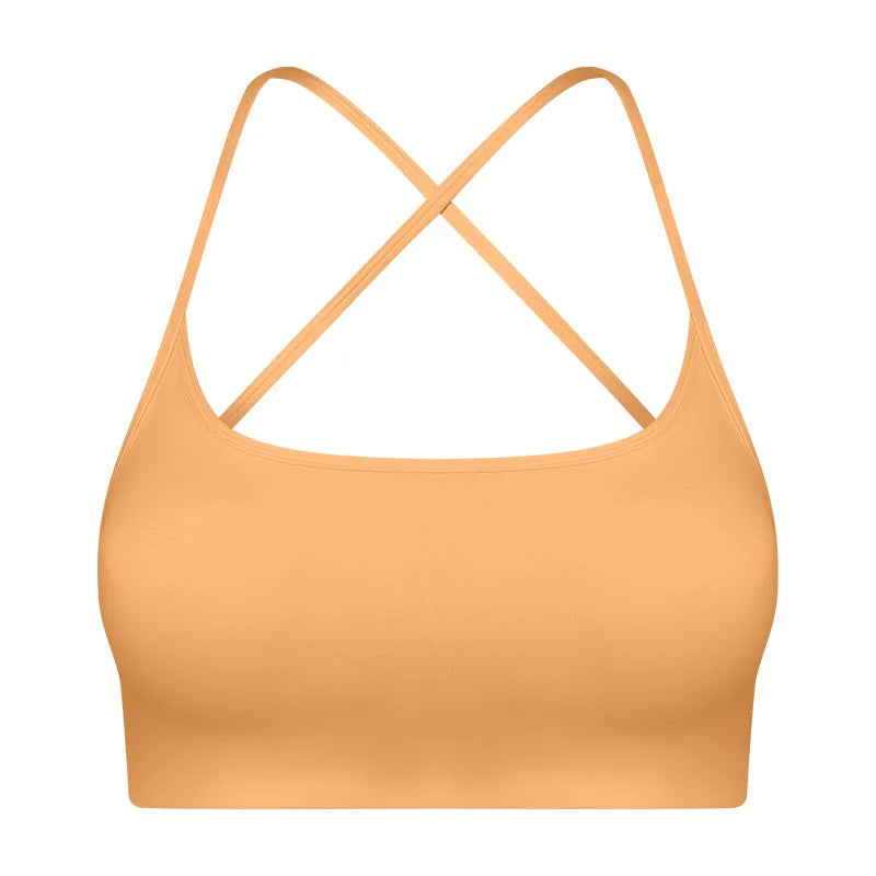 Women's Nylon Square-Neck Sleeveless Shockproof Yoga Crop Top