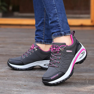 Women's Cotton Round Toe Lace-up Closure Sports Wear Sneakers