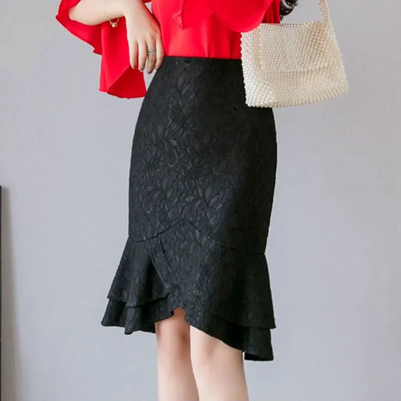 Women's Polyester High Waist Solid Pattern Casual Wear Skirts