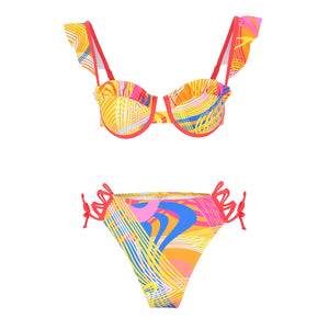 Women's Polyester High Waist Swimwear Printed Pattern Bikini Set