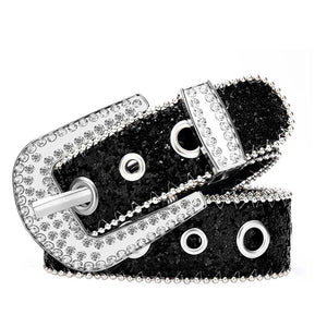 Men's PU Metal Buckle Rhinestone Pattern Trendy Strap Belts