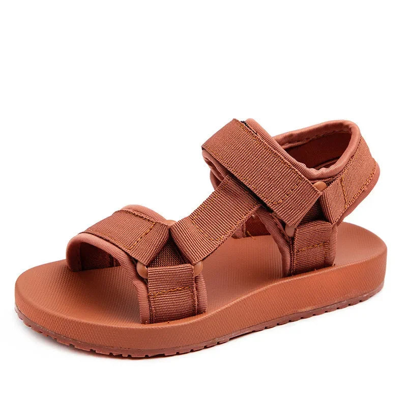 Kid's PU Open Toe Hook Loop Closure Solid Pattern Casual Sandals