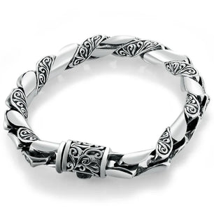 Men's 925 Sterling Silver Geometric Pattern Chain Type Bracelet