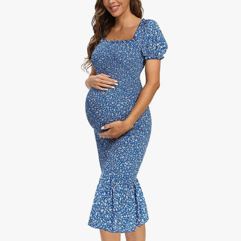 Women's Polyester Short Sleeves Floral Pattern Maternity Dress