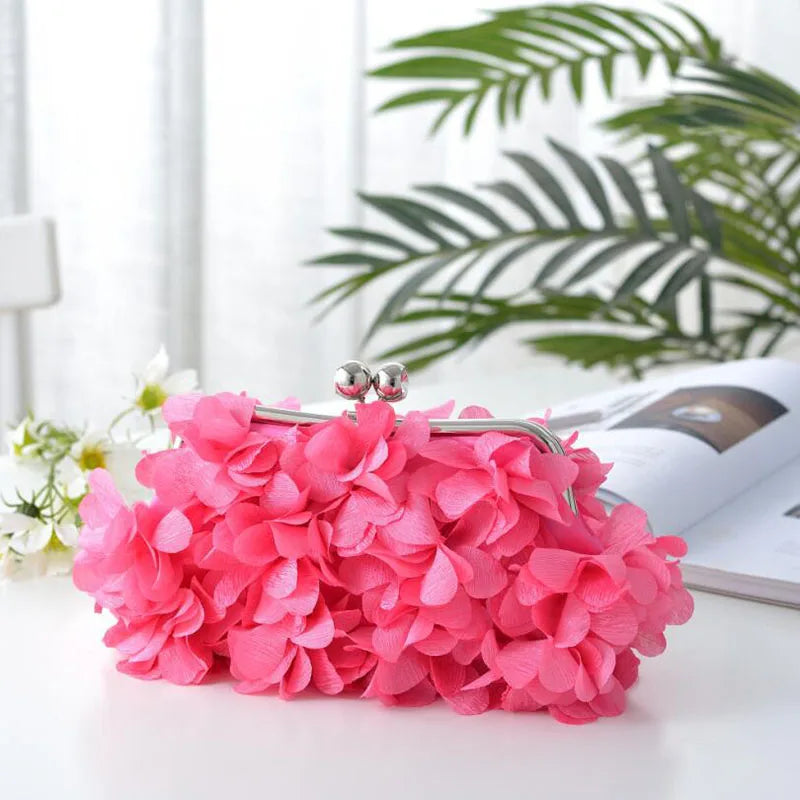 Women's Silk Hasp Closure Floral Luxury Bridal Wedding Clutch