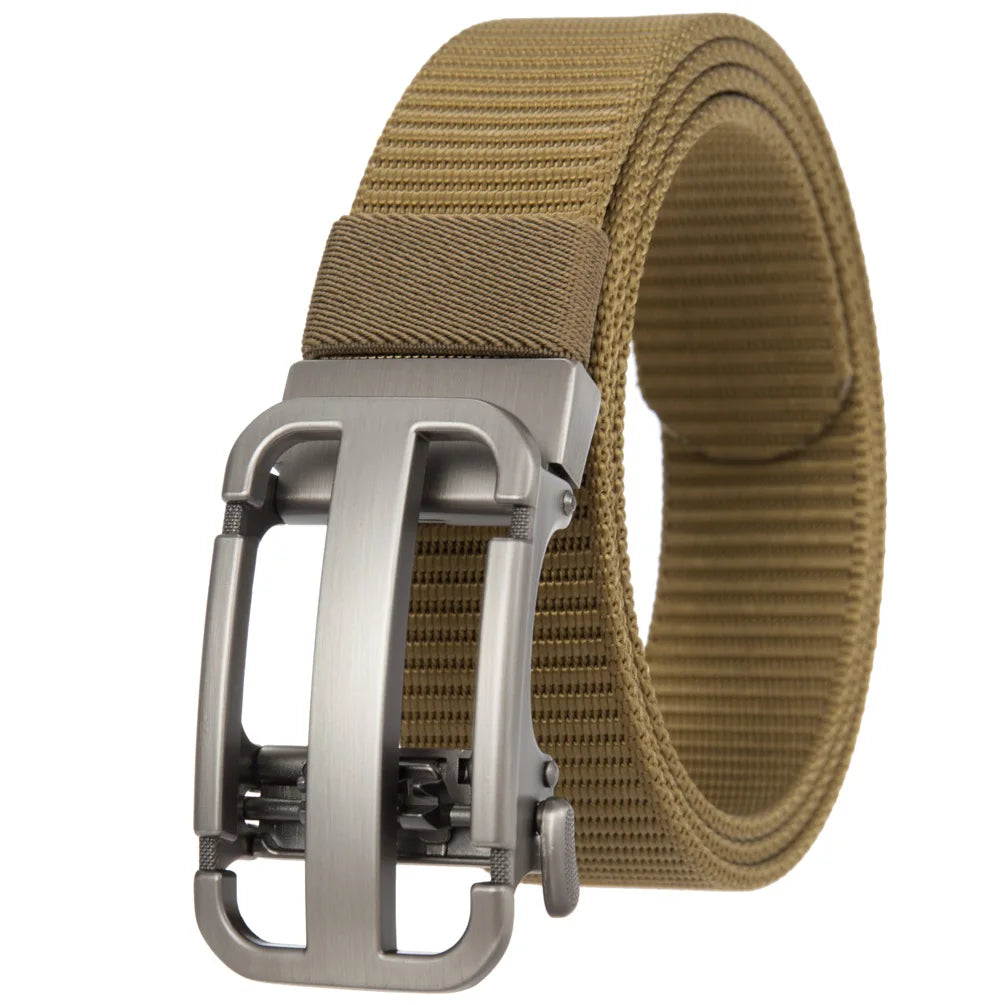 Men's Canvas Automatic Buckle Breathable Solid Pattern Belts