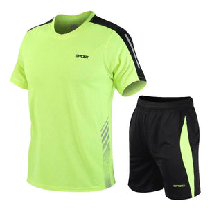 Men's Spandex O-Neck Short Sleeves Fitness Sports Jogging Set