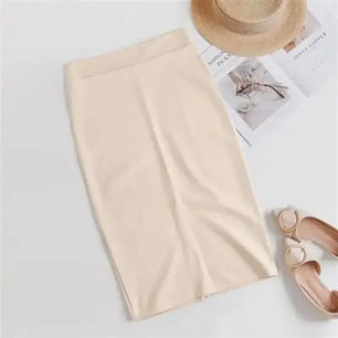 Women's Polyester Elastic High Waist Solid Pattern Casual Skirts