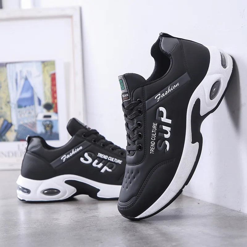 Men's Synthetic Round Toe Lace-Up Closure Running Sport Sneakers