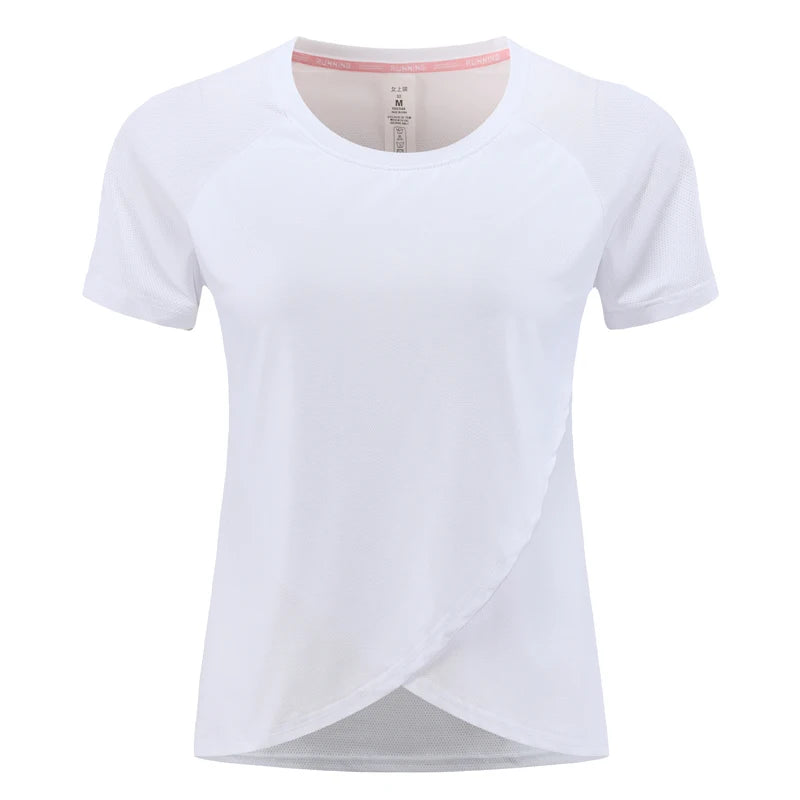 Women's Polyester O-Neck Short Sleeves Breathable Workout Top