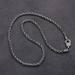 Men's 925 Sterling Silver Link Chain Geometric Pattern Necklace