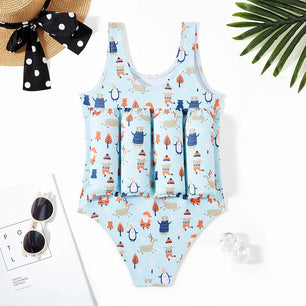 Kid's O-Neck Polyester Swimwear One-Piece Trendy Bathing Suit
