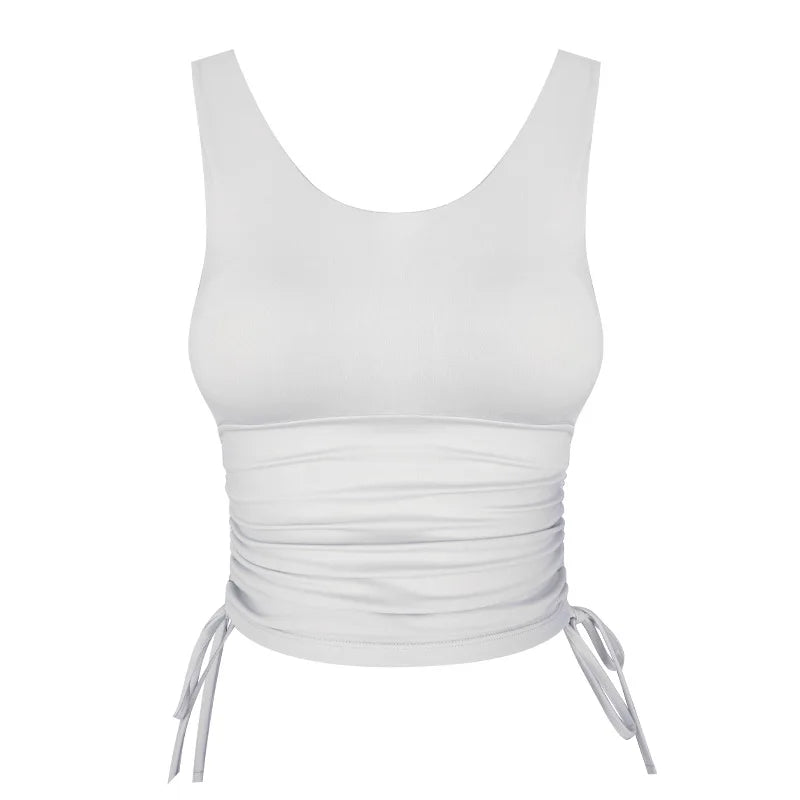 Women's O-Neck Nylon Sleeveless Breathable Fitness Sport Tops