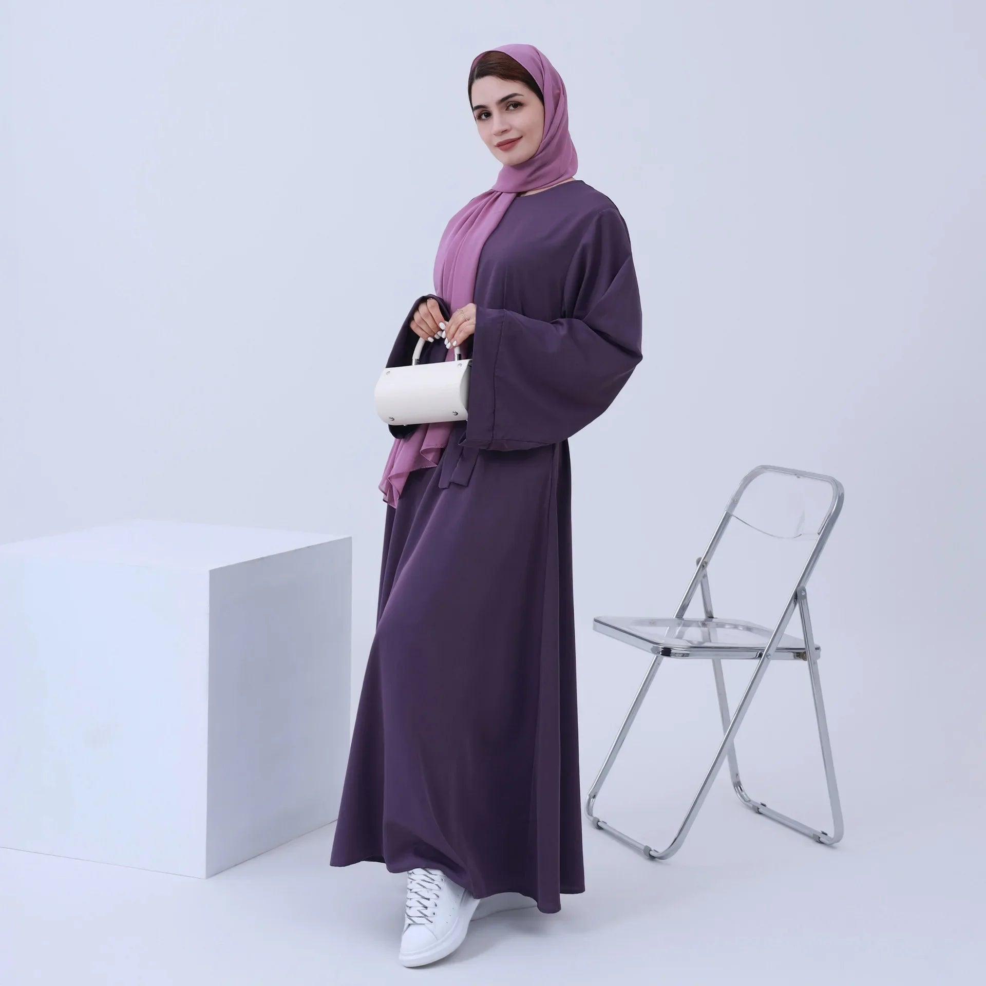 Women's Arabian Polyester Full Sleeve Solid Pattern Casual Abaya