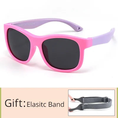 Kid's Acetate Frame Polycarbonate Lens Square Shaped Sunglasses