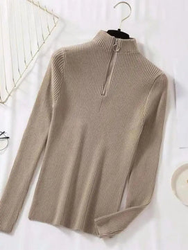 Women's Acrylic Turtleneck Full Sleeves Solid Pattern Sweater