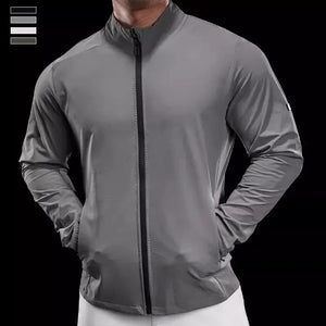 Men's Polyester Full Sleeve Solid Pattern Zipper Closure Jacket