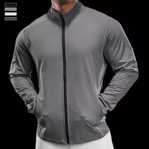 Men's Polyester Full Sleeve Solid Pattern Zipper Closure Jacket