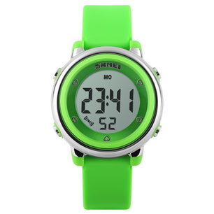 Kid's Alloy Case Buckle Clasp Digital Waterproof Round Watches