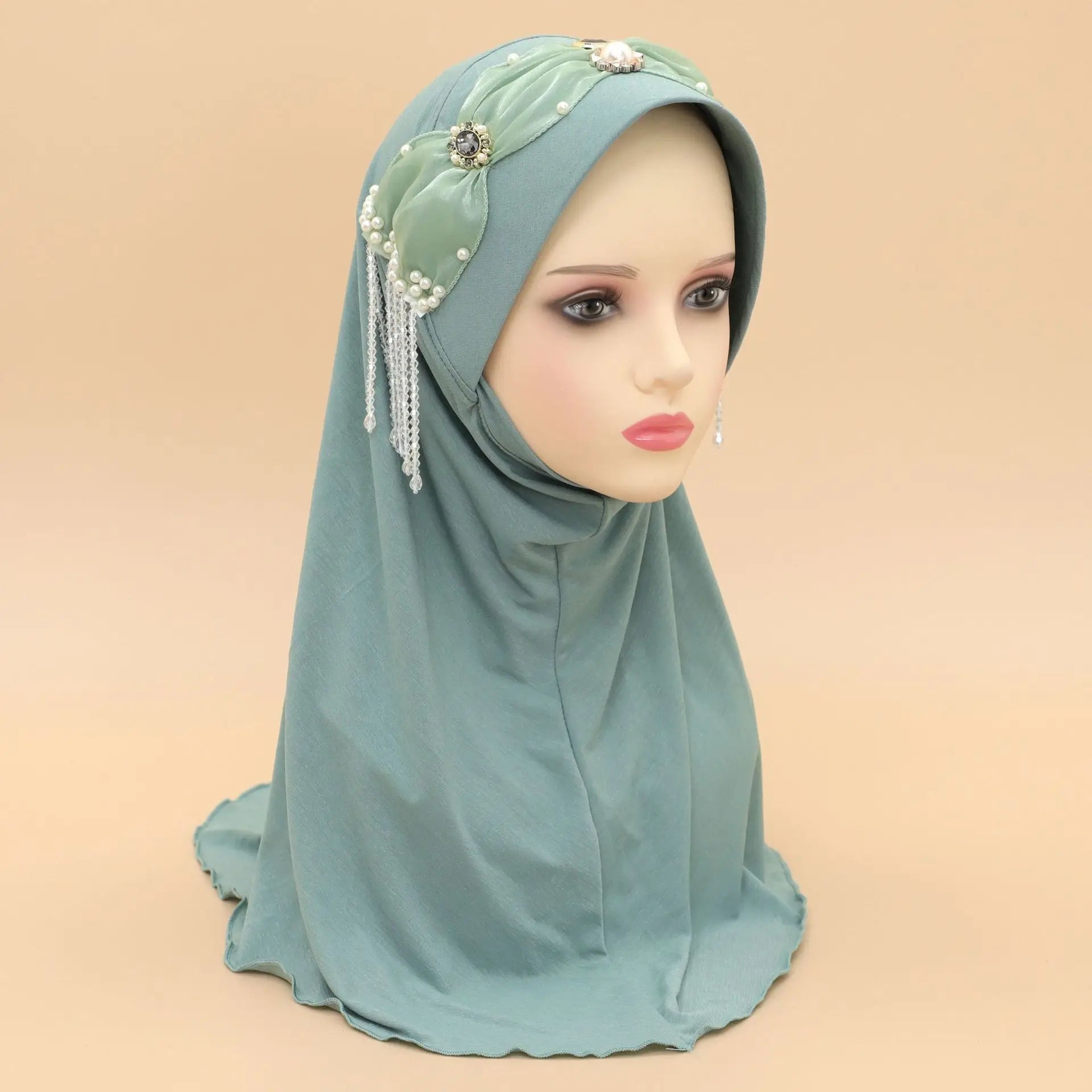 Women's Arabian Polyester Headwear Pearl Pattern Casual Hijabs