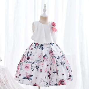 Baby Girl's Polyester Sleeveless Printed Pattern Princess Dress