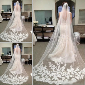 Women's Polyester Lace Edge One-Layer Trendy Bridal Wedding Veils