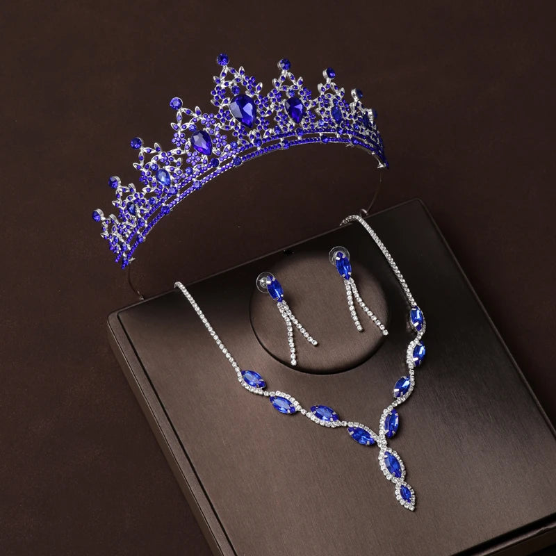Women's Zinc Alloy Water Drop Trendy Bridal Crown Jewelry Sets