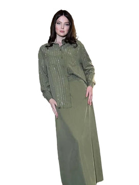 Women's Arabian Polyester Full Sleeves Striped Pattern Dress