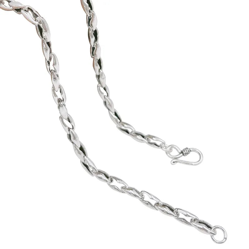 Men's 925 Sterling Silver Link Chain Geometric Pattern Necklace