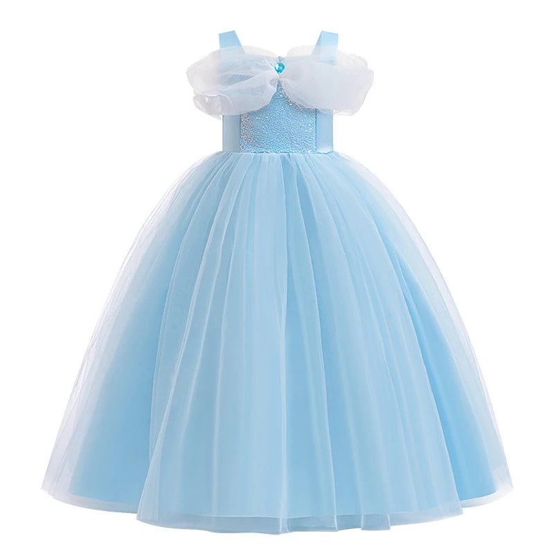 Kid's Girl Polyester Square-Neck Sleeveless Pleated Party Dress