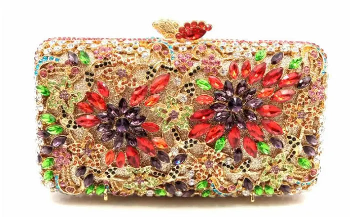 Women's Metallic Hasp Closure Rhinestone Pattern Wedding Clutch