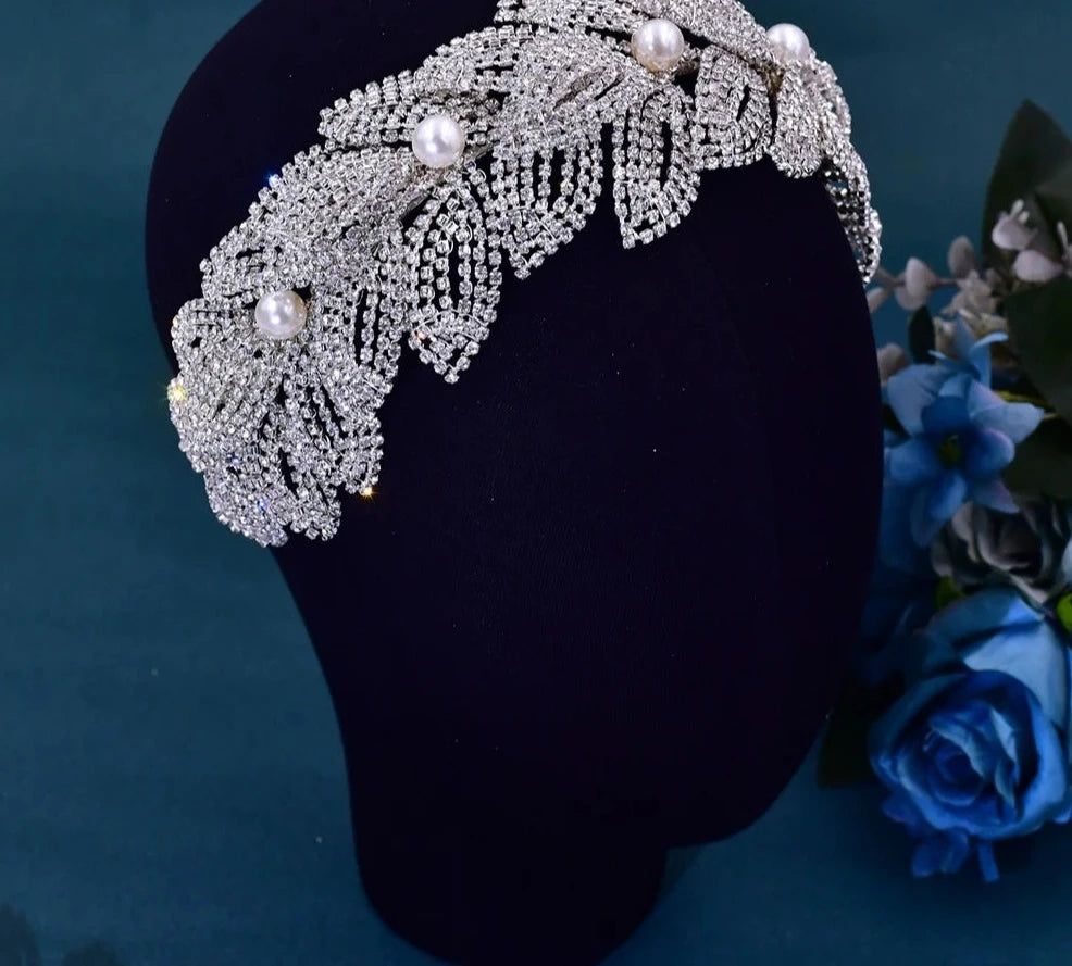 Women's Tibetan Silver Leaf Shaped Tiaras Bridal Wedding Crown