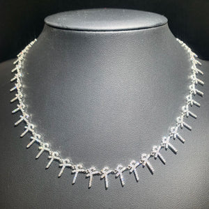 Women's Copper Cubic Zirconia Geometric Link Chain Necklace