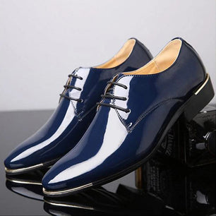Men's PU Pointed Toe Lace-Up Closure Solid Formal Wedding Shoes
