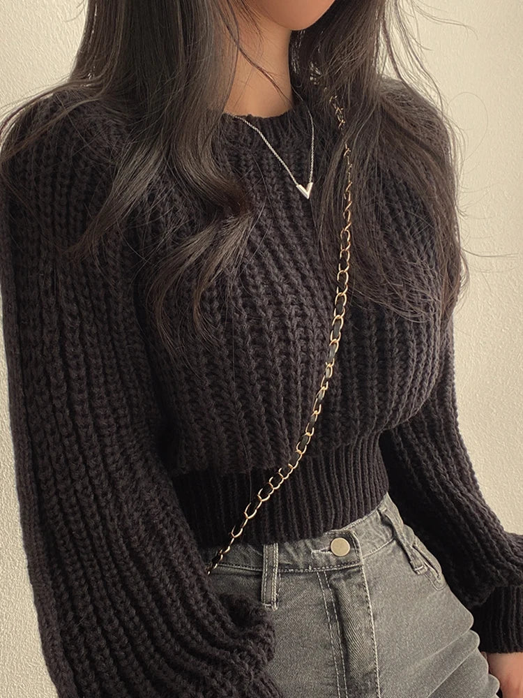 Women's Acrylic O-Neck Full Sleeves Vintage Knitted Sweater