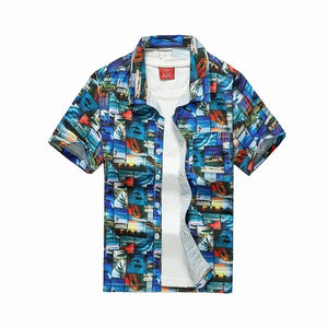 Men's Polyester Turn-Down Collar Short Sleeves Casual Wear Shirts